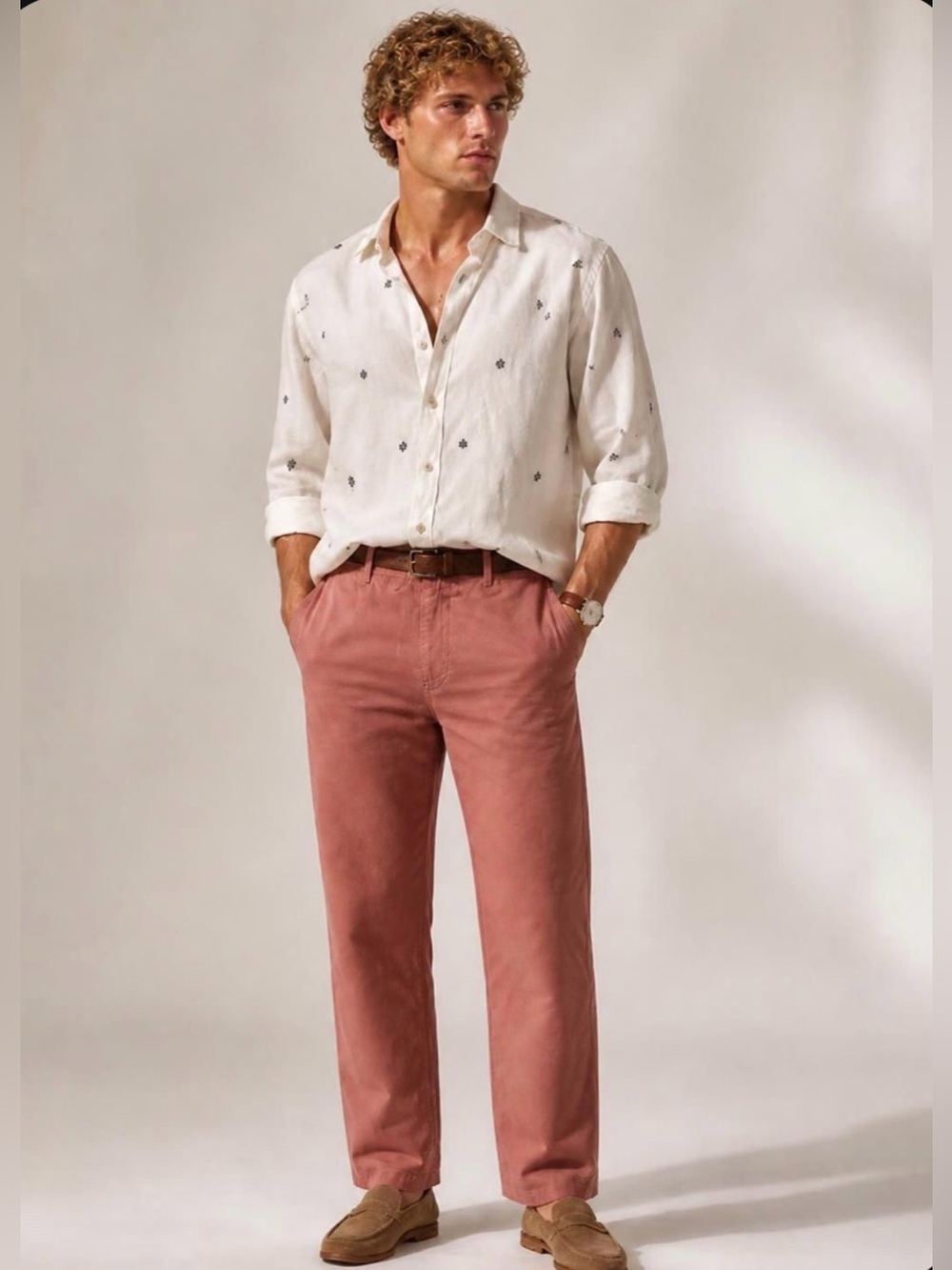 14th & Union Men's Straight-Leg Chinos in Dusty Rose